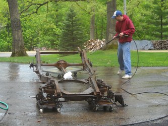 The frame was power washed.