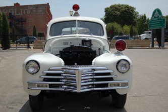The grille highlights the restored chrome parts.