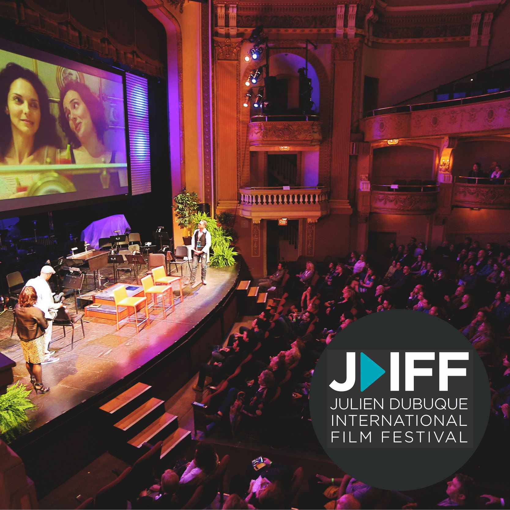 Audience watching film in Five Flags Theater