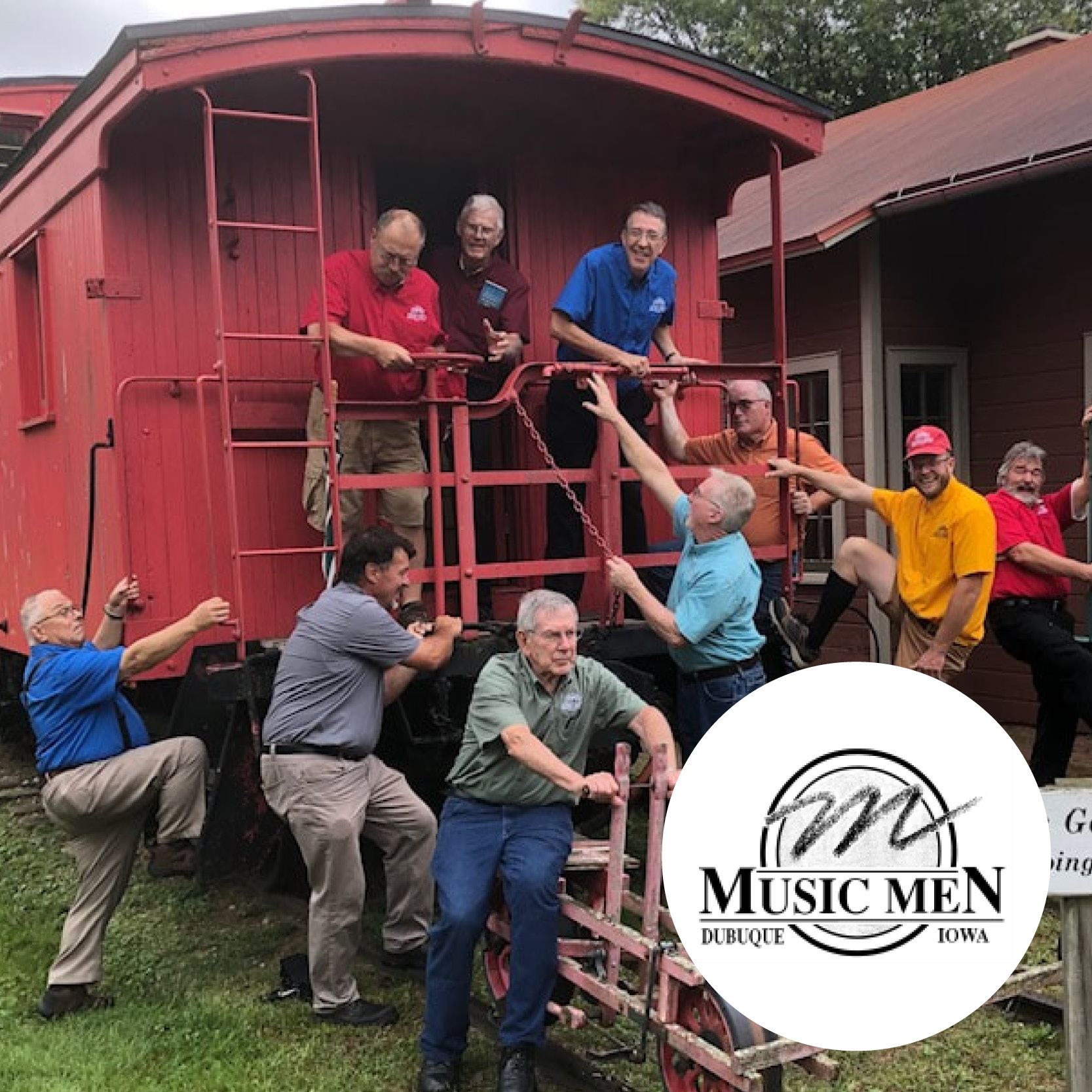 Dubuque's music men on red train car