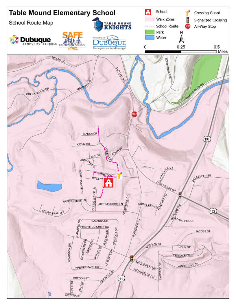 Table Mound School Route Map