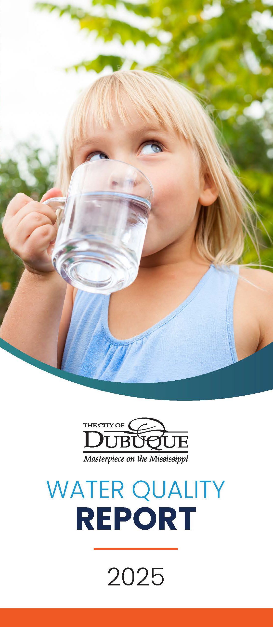 2025 Water Quality Report cover image of young girl drinking water