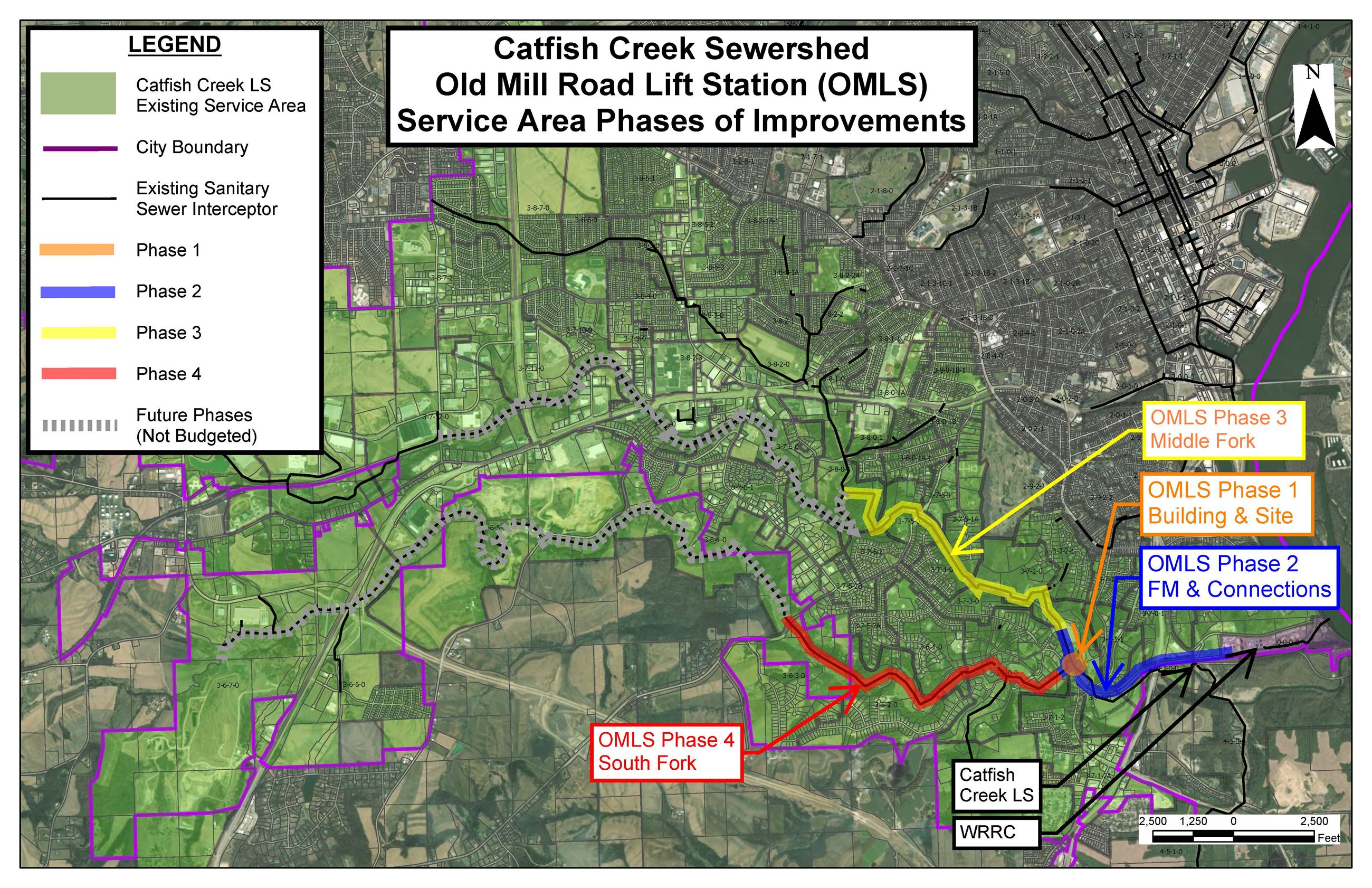 Old  Mill Rd. Lift Station Project Phases Map